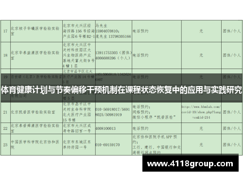 体育健康计划与节奏偏移干预机制在课程状态恢复中的应用与实践研究